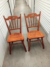 TELL CITY Colonial Style Solid Hard Rock Maple Dining Chairs (Pair)