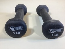 Pair of 1 lb Black Neoprene Dumbbells Series 8 Fitness Total 2 lbs