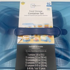 Mainstays 92 Piece Plastic Food Storage Container Set Assorted Sizes 46 lids NEW