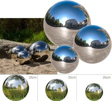 3 Pcs Large Gazing Balls Stainless Steel Garden Globes Pond Ornaments 20 25 28cm