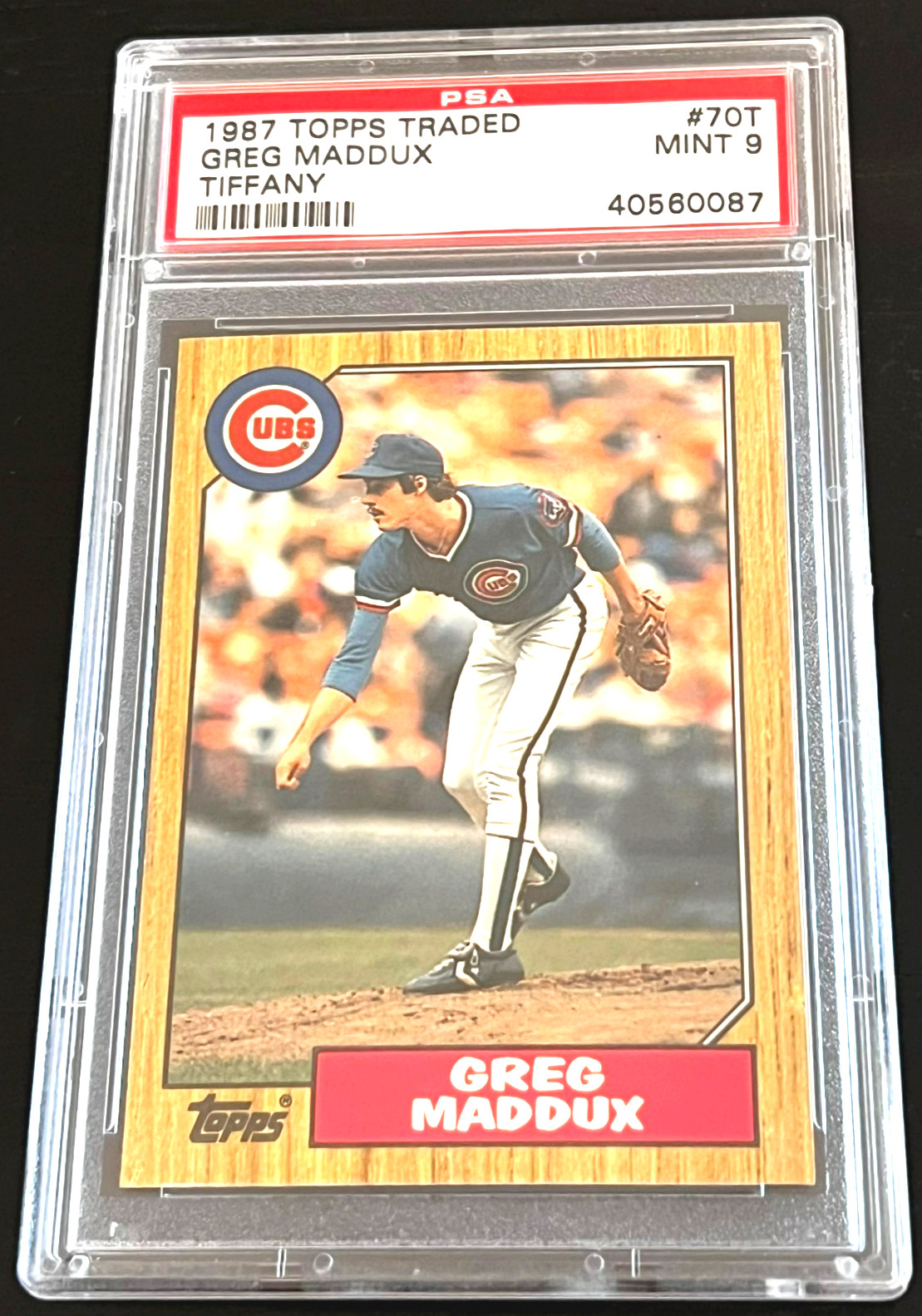 1987 TOPPS TRADED TIFFANY #70T GREG MADDUX PSA 9 ROOKIE RC GREAT SHARP COLOR HOF