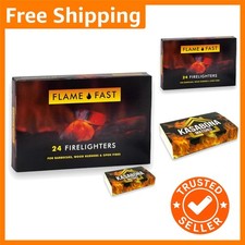 24 Flavorless Wooden Firelighters with Safety Matches – Safe & Reliable Ignition 0.46 per lighter