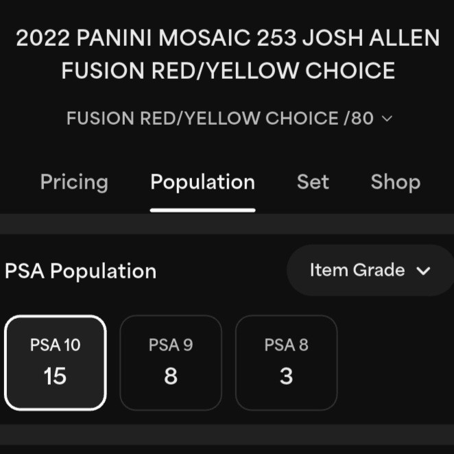💥/80!💥 Josh Allen - 2022 Panini Mosaic - Red Yellow Choice Prizm /80 - PSA 10 view 4
