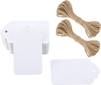 100Stk GeschenkanhäNger Weiß: 7X4Cm Kraftpapier Etiketten AnhäNger Mit Juteschnu