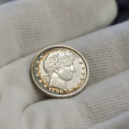 1896 US Barber Quarter 25c Fine+ (Cleaned)