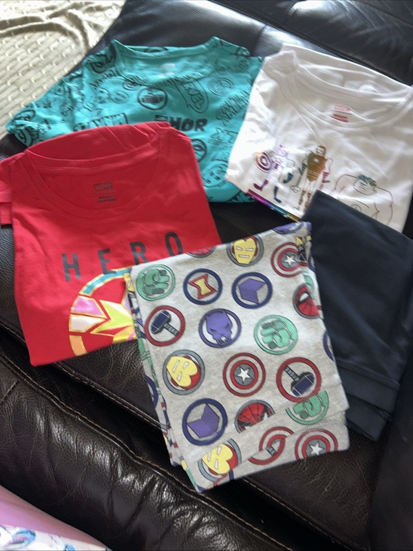 Marvel Superhero 5 Piece Set Girls Size10 Yrs Leggings Tops Dress NWOT
