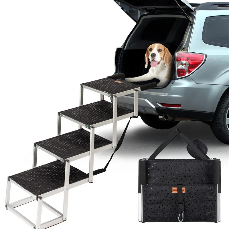 Dog Stair for Cars 5-step Folding Dog Steps Aluminum Loads up to 150 lbs