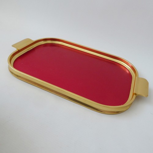 Vintage red & gold 12" drinks tray by Carefree. 1960s/1970s retro rectangular