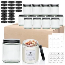 16 Pack 8 OZ Glass Jars with Lids gift for women,Candle Jars,Glass Jar for Ca...