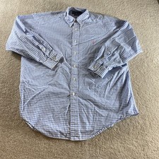 Ralph Lauren Button Down Mens 16.5 32/33 Blue Gingham Excellent Classic Fit Pony