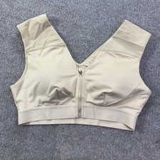 Tommie Copper Sports Bra Womens XL Beige Front Zip Compression Shoulder Support