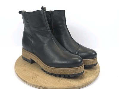 Taos Boots Black Womans 10 10.5 Downtown Cork Leather Zip Up Mid City Trek