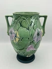 ROSEVILLE MORNING GLORY GREEN ART POTTERY VASE #728-9-CA:1935- 9.25” EXLNT