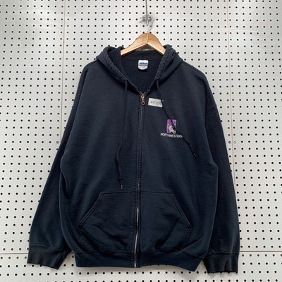 Northwestern Zip Hoodie Sweatshirt Mens XL Black NCAA Hooded Fleece