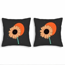 Vibrant Sunflower  Celestial Design Throw Pillow Covers 18x18in Set of 2