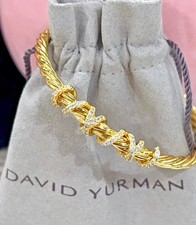 David Yurman Cable Classic 4mm Cuff Bracelet with Diamonds Size M