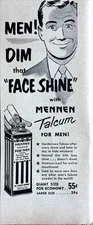 Vintage 1951 Print Ad Mennen Talcum Men! Dim That Face Shine Giant Size