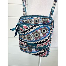 Vera Bradley Teal Blue Floral Paisley Quilted Crossbody