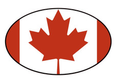 Canadian Flag Oval All Weather Vinyl Sticker/Decal Multiple Sizes