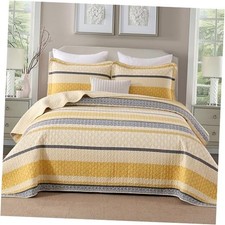 Quilt King Size - Cotton King Quilt King 106"x98" 01-2 Yellow/Gray/Black