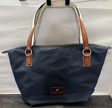 Rebecca Ray Signature Nylon Tote Navy Blue Leather Trim Made in USA Equestrian