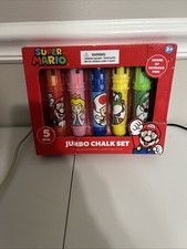 NEW Nintendo Super Mario Jumbo Chalk Set 5 Pack Chalk W/ Holders