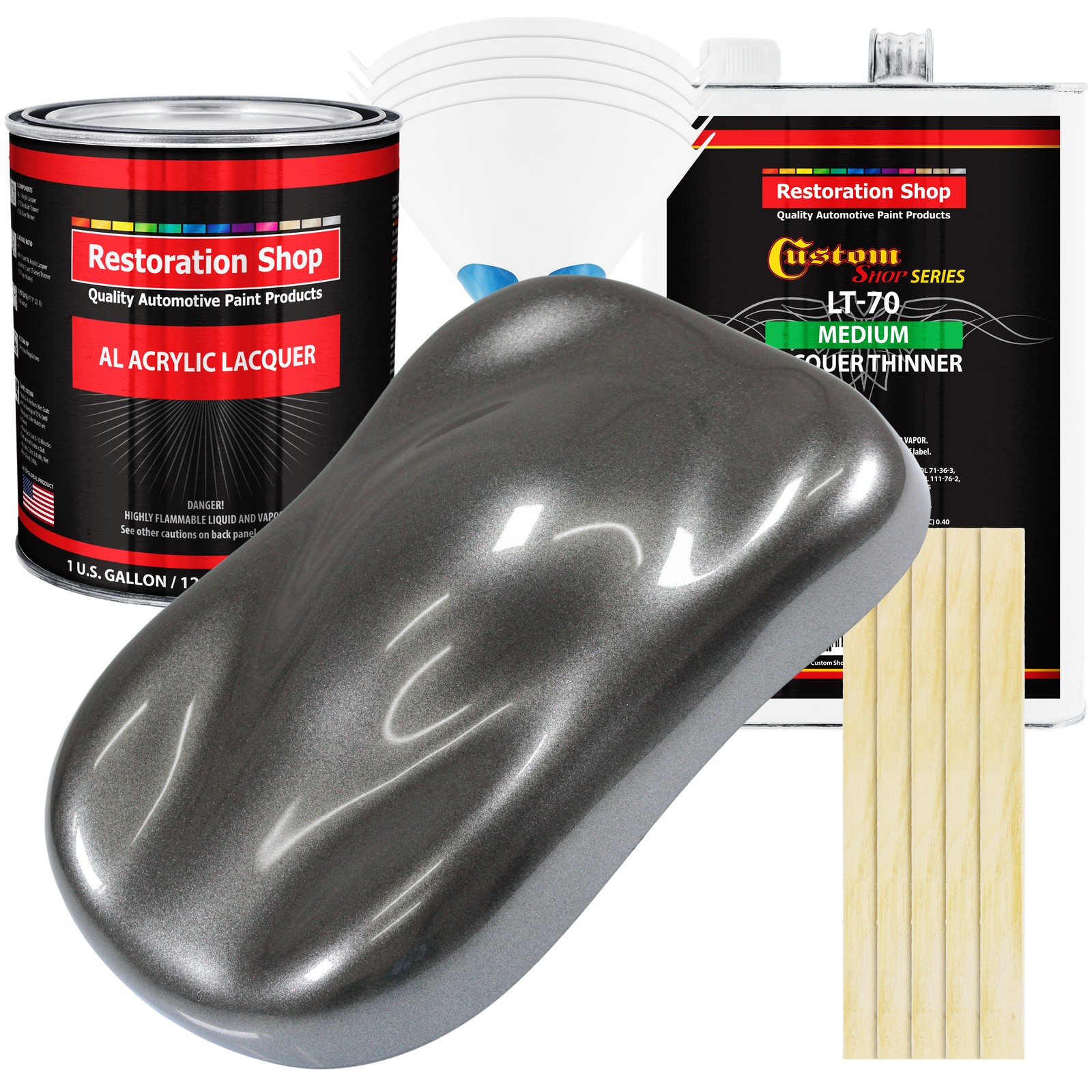Meteor Gray Metallic Acrylic Lacquer Gallon Auto Paint Kit, Medium Thinner