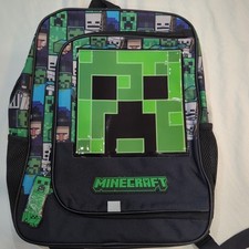 Minecraft Creeper 16" Kids School Backpack Lunch Bag Key Chain Reflective