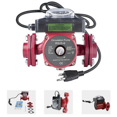 110V Circulation Pump w/ Timer 12.86 GPM Hot Water Recirculating Pump for Boiler