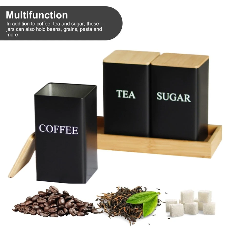 3-Teiliges Set Tee-, Kaffee- und Zuckerdosen-Set mit Tablett, -Tee- un5414 - Bild 2 von 4