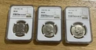 (3) NGC John F. Kennedy Half Dollars - MS66 SMS / 40% Silver (1965, 1966, 1967)