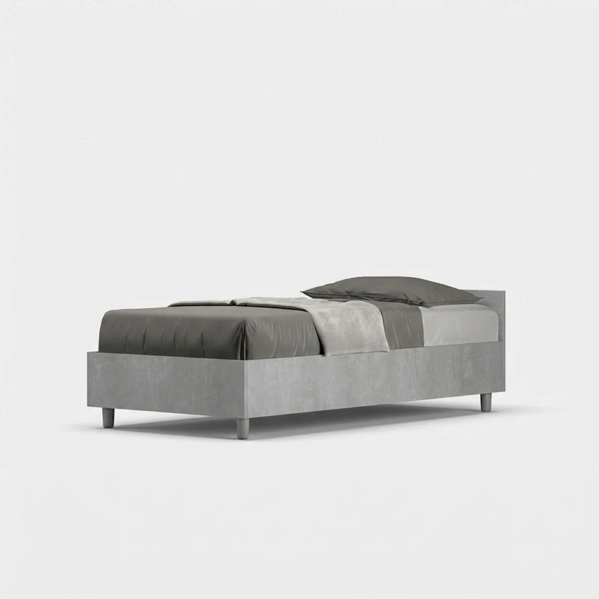 Lit simple 80x190 cm moderne gris ciment cadre de lit une place Nuamo
