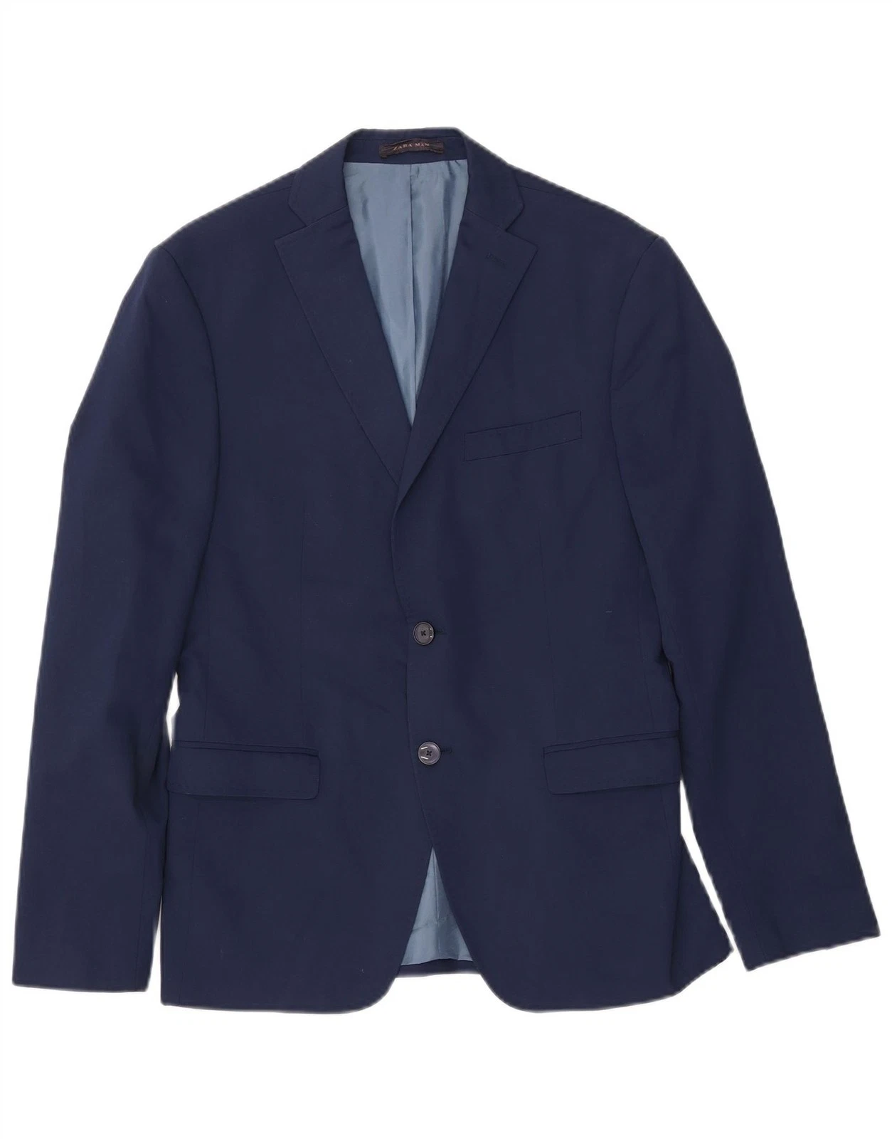 ZARA Mens 2 Button Blazer Jacket EU 50 Medium Navy Blue Viscose CC10