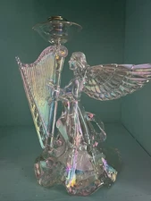 Cracker Barrel Acrylic Christmas Lights & Music Angel  Candlestick Holder 9"