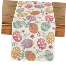  Watercolour Easter Eggs Table Runner, Seasonal 13" x 72", Table Runner Pink