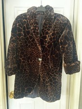 Vintage Print Giraffe Faux Fur Coat Jacket Made in USA Women’s