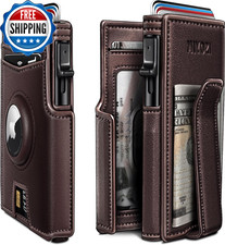 Airtag Wallet for Men With Money Clip 10 Cards Metal Case Smart Slim Pop...