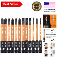 High Precision 12-Piece Phillips and Slotted Screwdriver Bit Set - Magnetic