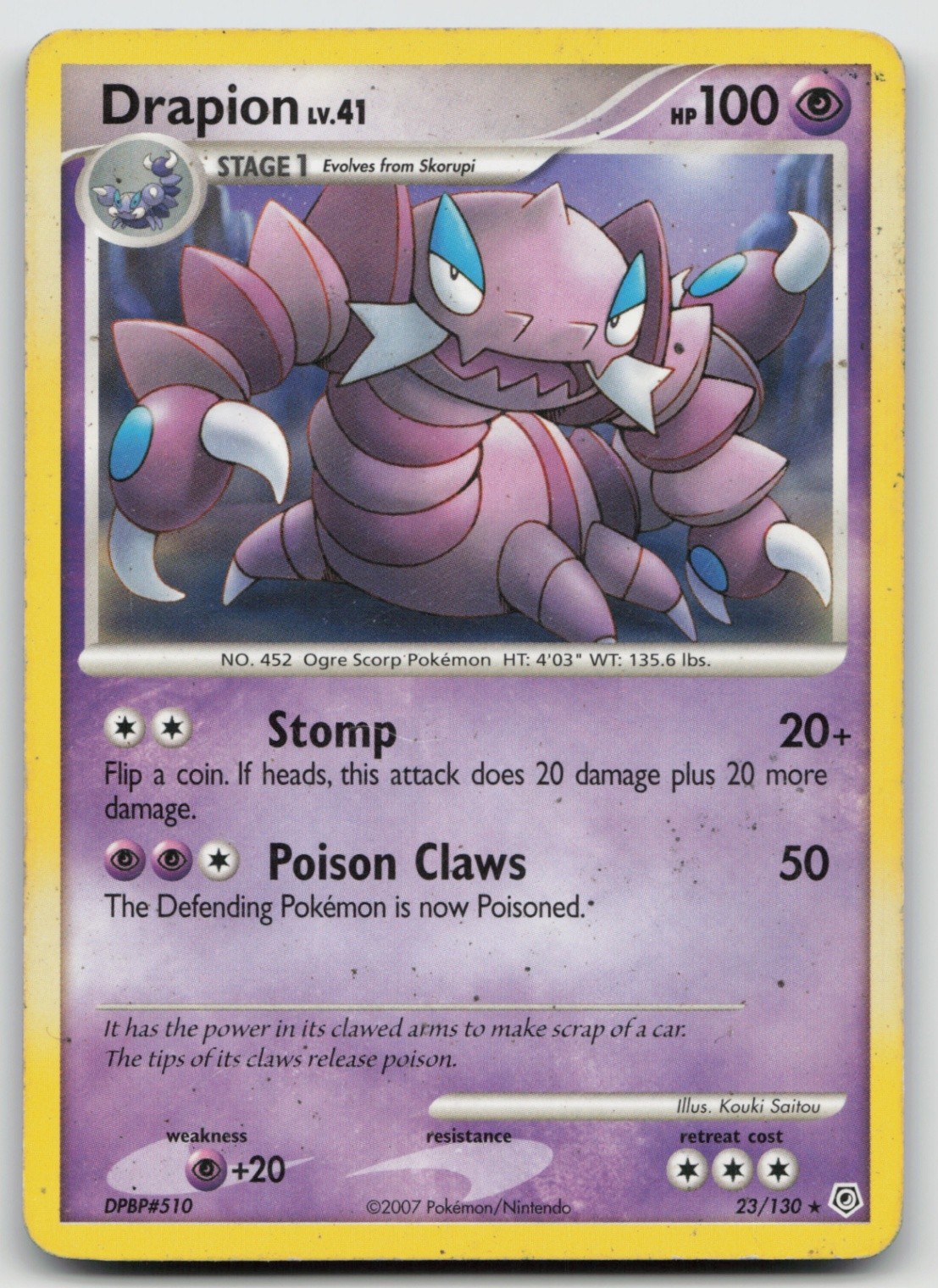 Pokemon Card Drapion Rare Diamond and Pearl 23/130