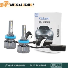 2PCS H11 LED Headlight High Low Beam Bulbs 2800LM Bright 6500K Super White