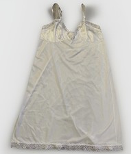 VTG 80-90s Sears Satin Lace Lingerie Chemise Nightie Gown Slip Coquette Dress M