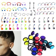 7-105Pcs Piercing Kit Belly Tongue Ring Lip Eyebrow Nose Studs Barbell Jewelry