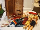 Vintage 1960s Ideal Pepper & Pebbles Doll Lot + Case & Clothes