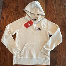 The North Face Hoodie Sweatshirt Girls Size Medium 10-12 Ivory Cream Patch Logo