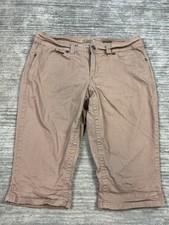 Vintage America Jeans Womens 14 Beige Capri Denim Missy Thick Stitch Cotton Blen