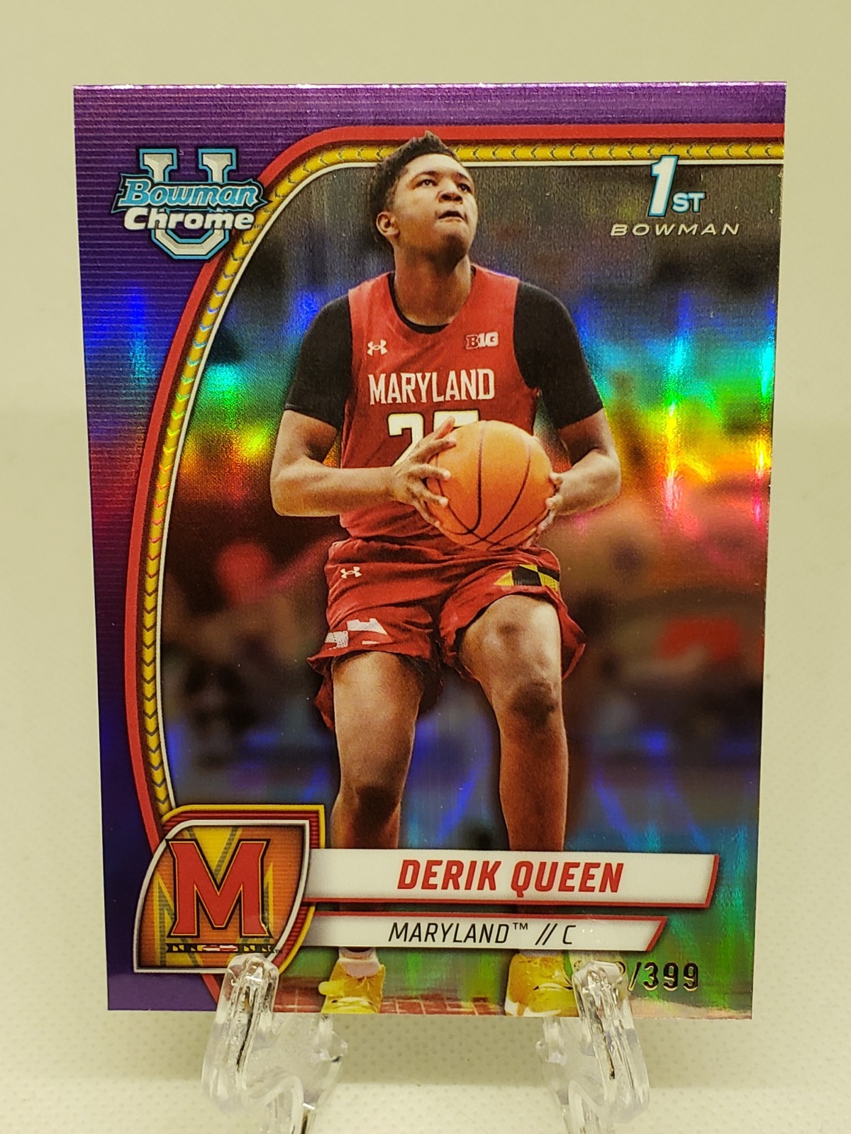 2024-25 Bowman University Chrome 1st  Derik Queen #19 Purple Refractor #/399