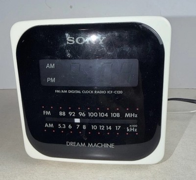 Sony Dream Machine Digital Cube Clock Radio Dual Alarm, FM AM, 9v/120v ICF-C120