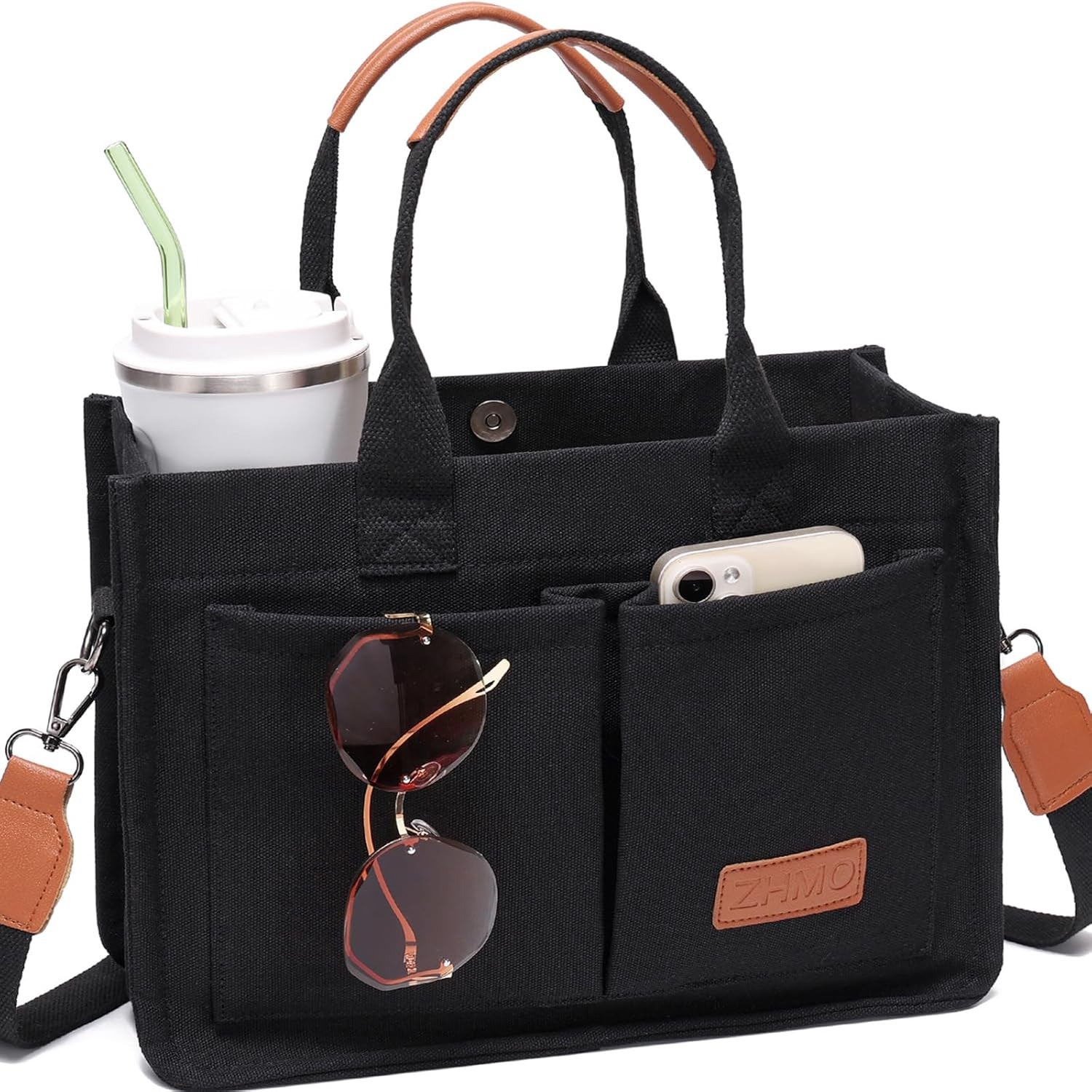 Canvas Tote Bag Women Large Crossbody Work Laptop Bag Travel Nurse Teacher Purse