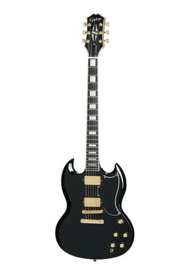 Epiphone SG Custom Ebony E-Gitarre ProBucker Gold Hardware mit Gigbag