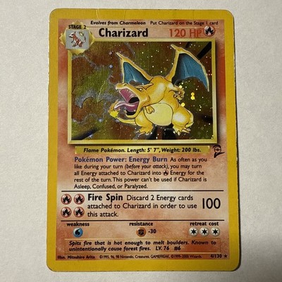 2000 Pokemon Charizard 4/130 Base Set 2 Holo Rare WOTC Era 